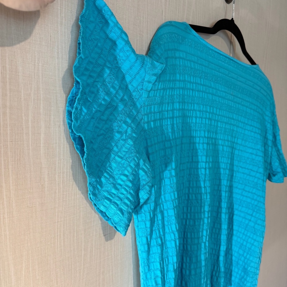 Ruby Rd. Turquoise crinkle Short Sleeve Top - Picture 5 of 7